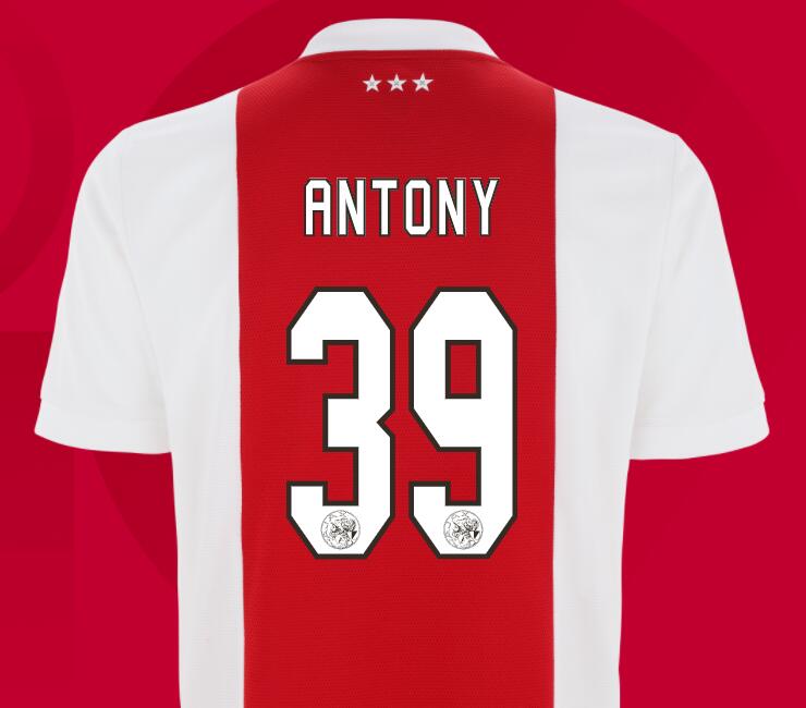 2021/22 Ajax Home Kit Soccer Jersey with Antony 39 printing